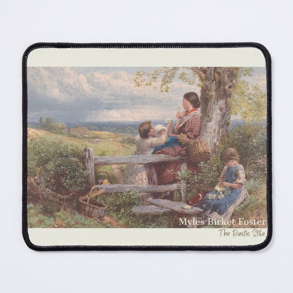 Item preview, Cottagecore Vintage Art – Myles Birket Foster “The Rustic Stile” Pastoral Painting designed and sold by ElixirCraft.