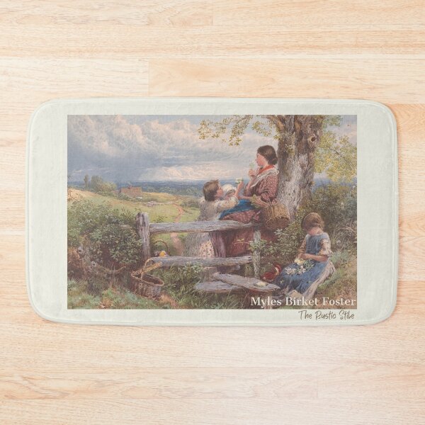 Item preview, Cottagecore Vintage Art – Myles Birket Foster “The Rustic Stile” Pastoral Painting designed and sold by ElixirCraft.