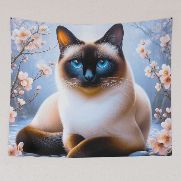 Item preview, Siamese cat in the flower garden - Portrait designed and sold by AD-Digital-Art.