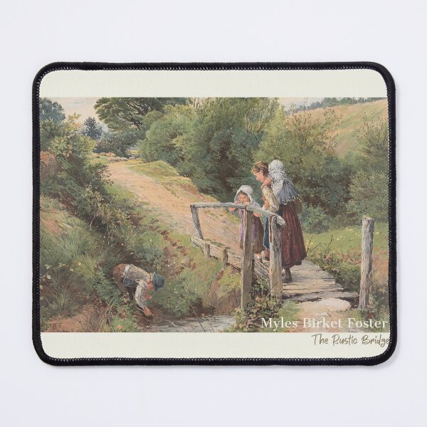 Item preview, Cottagecore Vintage Art Myles Birket Foster “The Rustic Bridge” Pastoral Painting designed and sold by ElixirCraft.