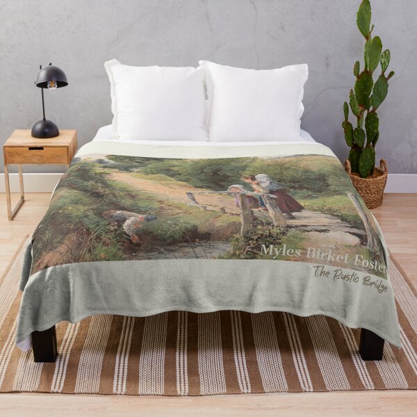 Item preview, Cottagecore Vintage Art Myles Birket Foster “The Rustic Bridge” Pastoral Painting designed and sold by ElixirCraft.