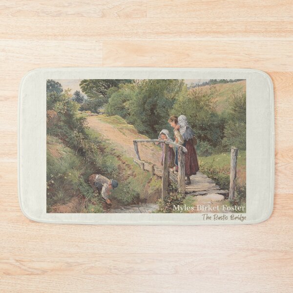 Item preview, Cottagecore Vintage Art Myles Birket Foster “The Rustic Bridge” Pastoral Painting designed and sold by ElixirCraft.