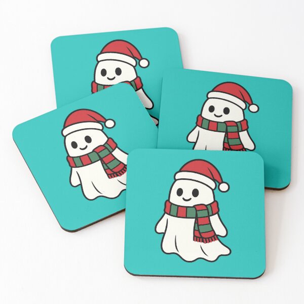 Item preview, Festive Ghost with Santa Hat Scarf designed and sold by ArtComixHaven.
