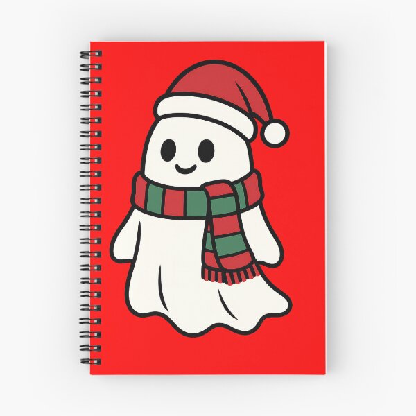 Item preview, Festive Ghost with Santa Hat Scarf designed and sold by ArtComixHaven.