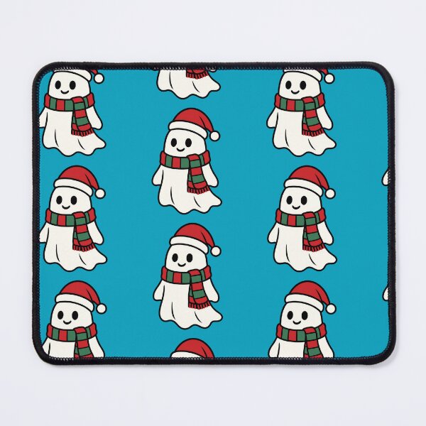 Item preview, Festive Ghost with Santa Hat Scarf designed and sold by ArtComixHaven.