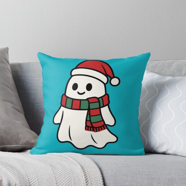 Item preview, Festive Ghost with Santa Hat Scarf designed and sold by ArtComixHaven.