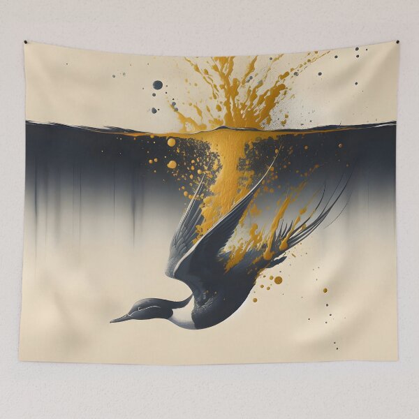 Item preview, Charcoal Gold Duck and Water, Ai Generated Art  designed and sold by ACC .