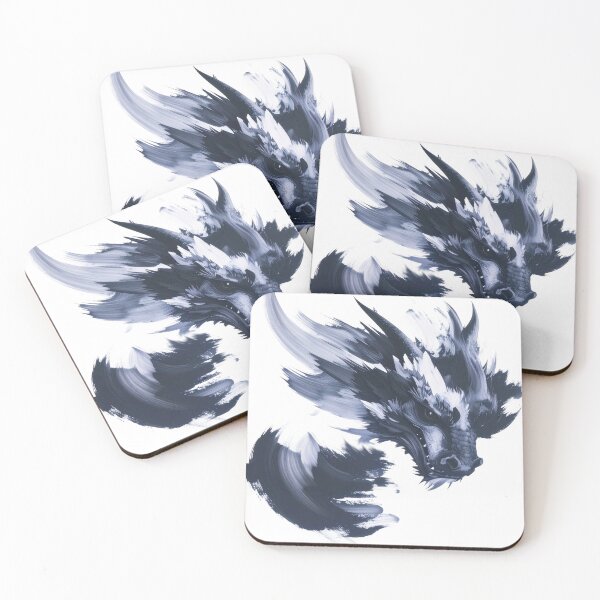 Item preview, Abstract side portrait of a dragon head blue smoke designed and sold by LiskoDesign.