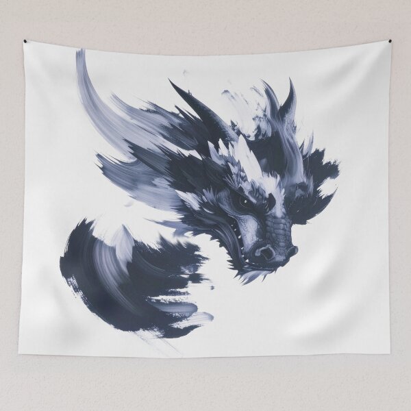 Item preview, Abstract side portrait of a dragon head blue smoke designed and sold by LiskoDesign.