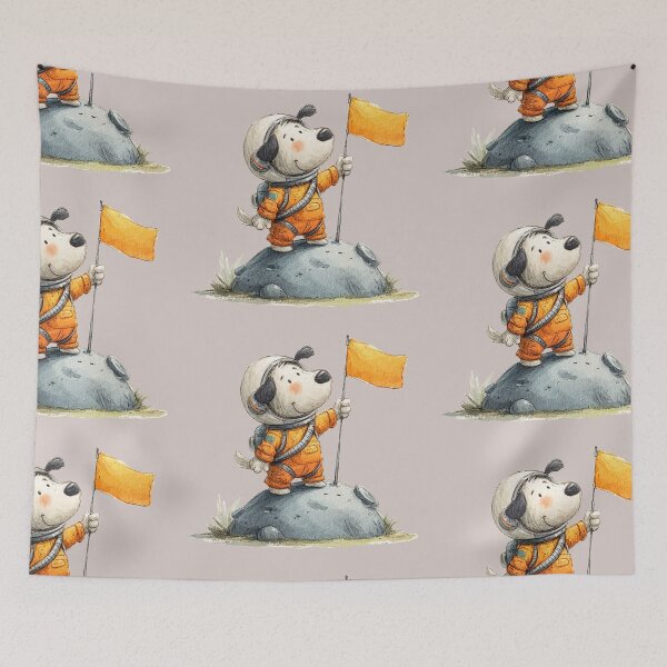 Item preview, Space Puppy Explorer with Flag Cute Astronaut Dog Design designed and sold by Bambooartist.