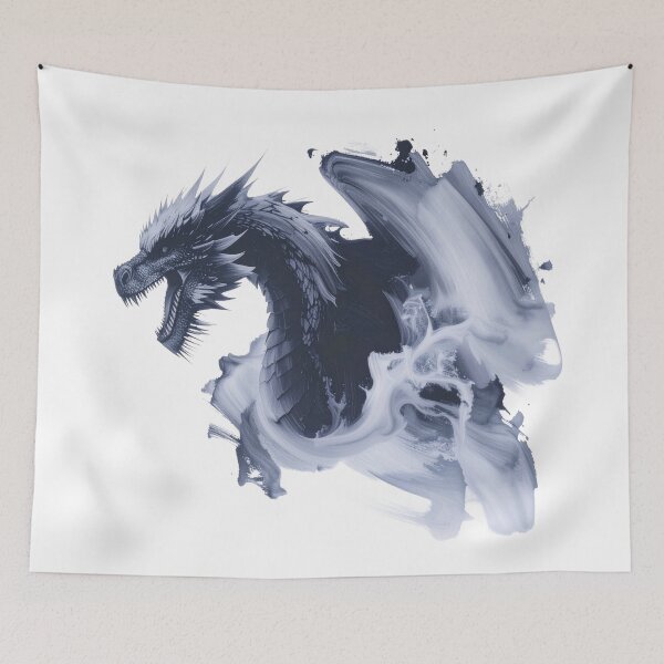 Item preview, Mystical dragon in blue smoke, abstract designed and sold by LiskoDesign.