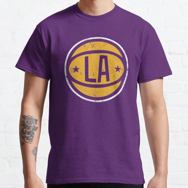 Vintage 80s Los Angeles LA Lakers T-shirt L Champion NBA Basketball Purple