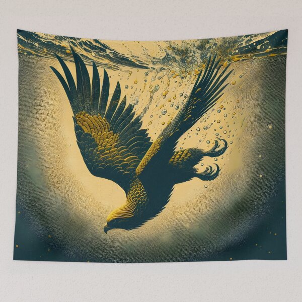 Item preview, Charcoal Gold Falcon and Water, Ai Generated Art  designed and sold by ACC .