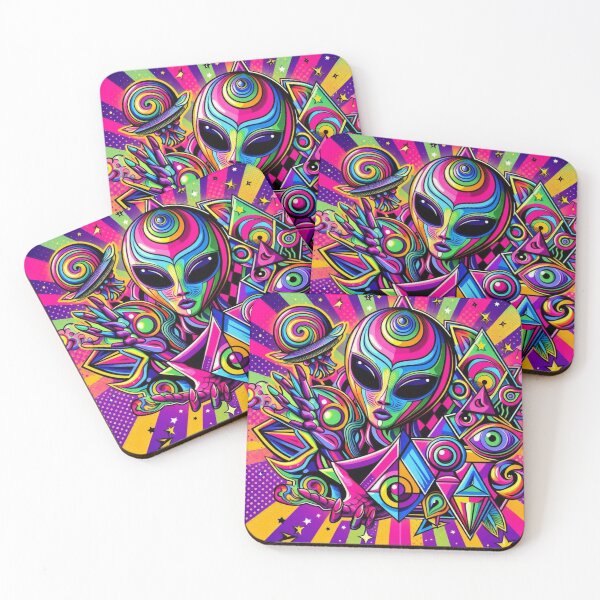 Item preview, colorful geometric decorative mystic alien designed and sold by Dogandesighn.