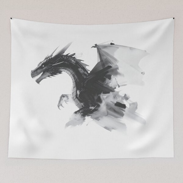 Item preview, Dragon rising from smoke and ink, abstract designed and sold by LiskoDesign.