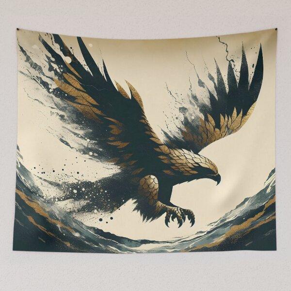 Item preview, Charcoal Gold Falcon and Water, Ai Generated Art  designed and sold by ACC .