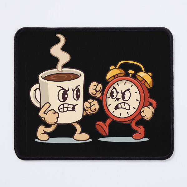 Item preview, Coffee vs Alarm – Cartoon Morning Battle designed and sold by ArcadiaSilence.