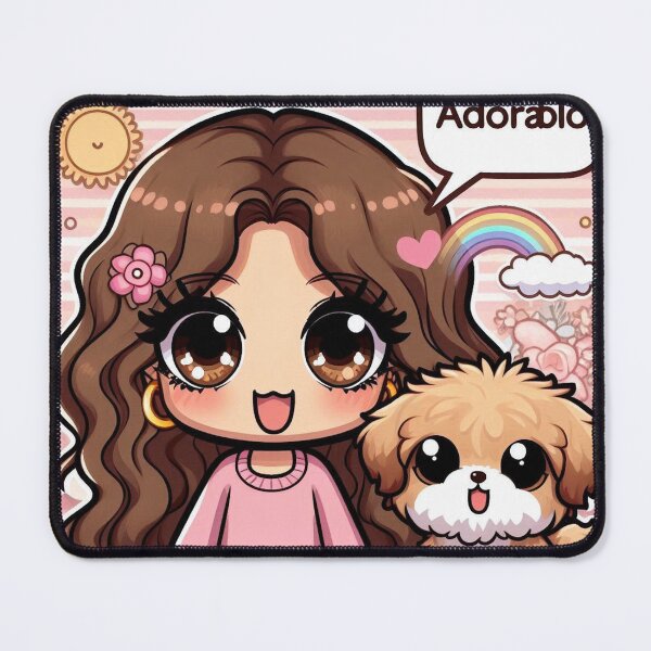 Item preview, Kawaii girl with adorable puppy and rainbow designed and sold by Silvadelia.