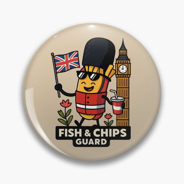 Item preview, Funny UK Fish & Chips Guard designed and sold by Myra365Art.