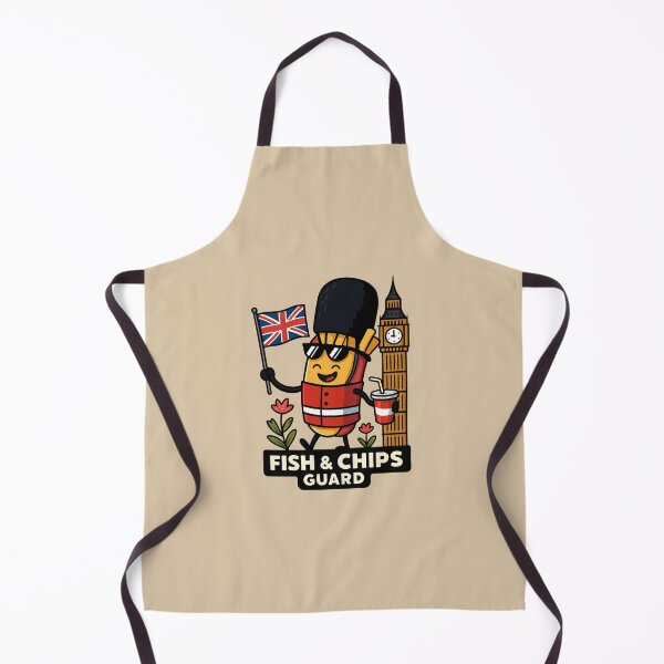 Item preview, Funny UK Fish & Chips Guard designed and sold by Myra365Art.