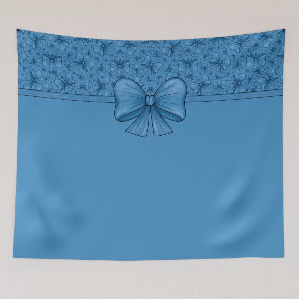 Item preview, Blue bow with a ribbon dividing into a blue background with a pattern and without a pattern designed and sold by Cherevan.