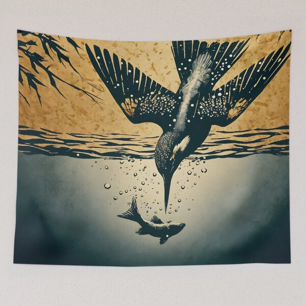 Item preview, Charcoal Gold Kingfisher and Water, Ai Generated Art  designed and sold by ACC .
