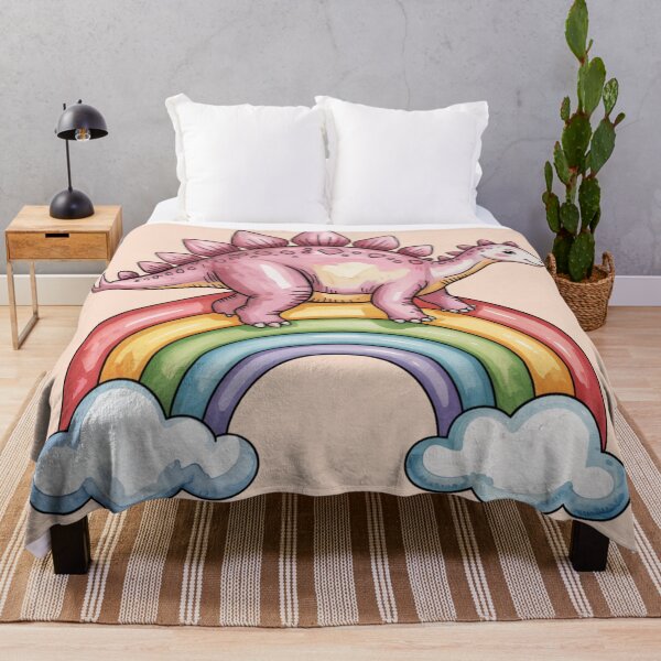 Item preview, a pink stegosaurus sliding down a rainbow designed and sold by 123ks.