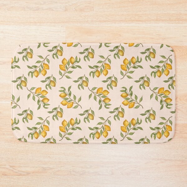 Item preview, Seamless watercolor pattern with lemons and leaves on a light background. Hand painted botanical print designed and sold by Grin Katalina Floral Patterns & Cozy Art.
