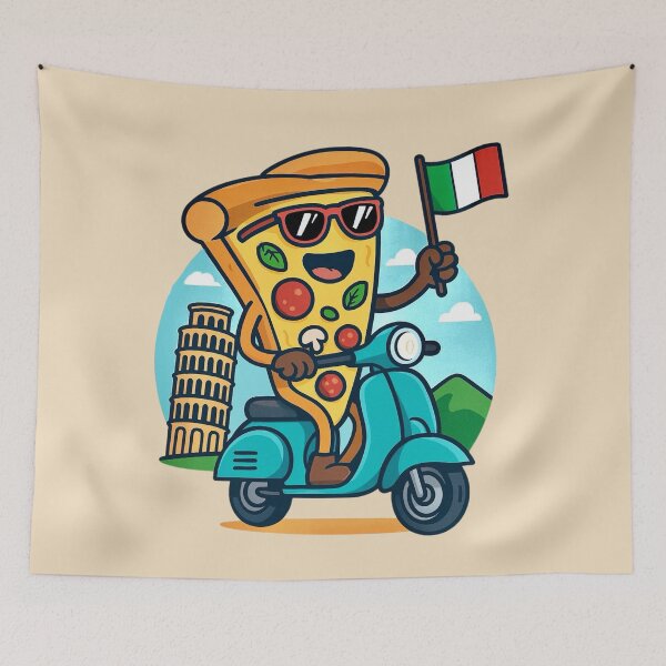 Item preview, Funny Italy Pizza Riding a Scooter designed and sold by Myra365Art.