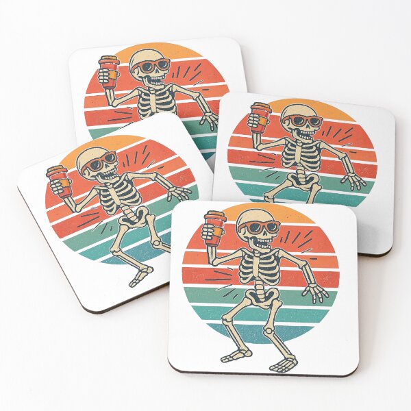 Item preview, Funny Dancing Skeleton with Sunglasses & Coffee | Retro Halloween, Funny Skeleton with Coffee Cup designed and sold by venavar.