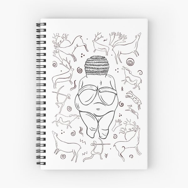 Item preview, Venus of Willendorf with Cave Art - Paleolithic Archaeology Design Black & White designed and sold by Ancient-Tales.