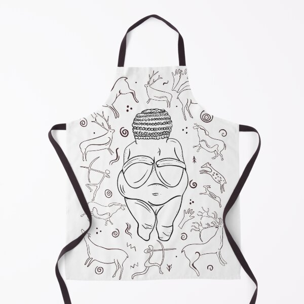 Item preview, Venus of Willendorf with Cave Art - Paleolithic Archaeology Design Black & White designed and sold by Ancient-Tales.