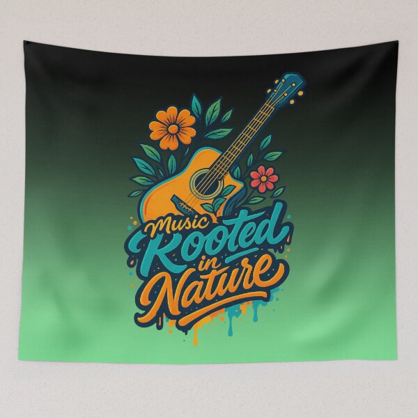 Item preview, Music Rooted in Nature | Graphic Crewneck Nature Guitar Tshirt designed and sold by skkyfaithArtz.