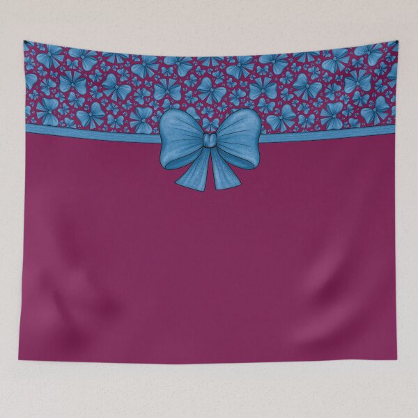 Item preview, Blue bow with a ribbon dividing it into a burgundy background with a pattern and without a pattern designed and sold by Cherevan.