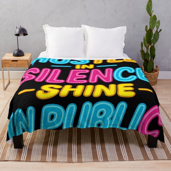 Item preview, Hustle in Silence Shine in Public – Neon Graffiti Motivational Quote designed and sold by RedHow.