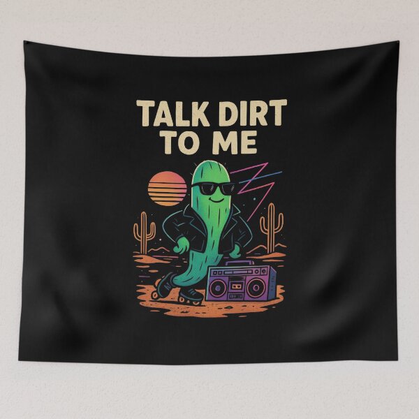 Item preview, Talk Dirt to Me – Retro Cactus with Boombox and Roller Skates designed and sold by teevoxx.