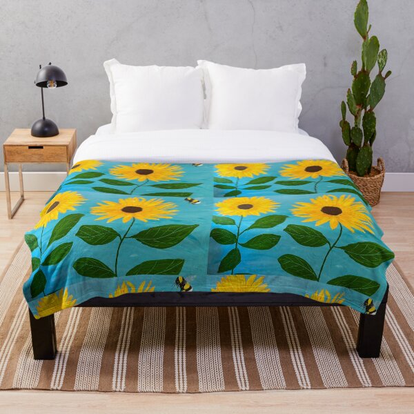 Aperçu de l'œuvre Tournesols sur fond bleu créée et vendue par Ruth Breen Artwork .