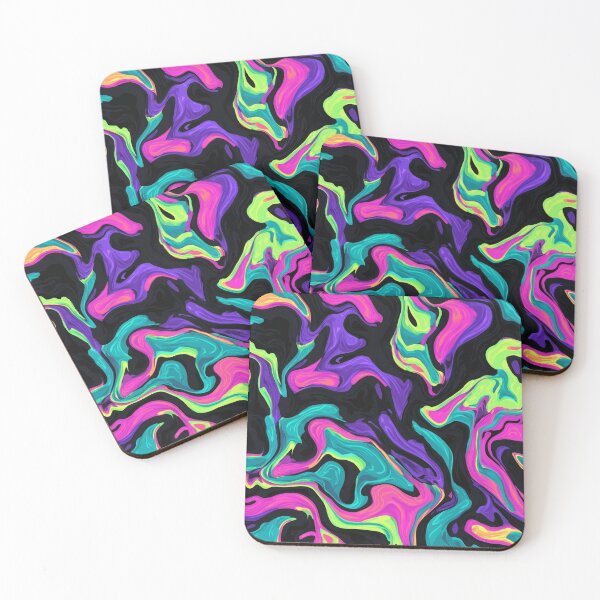 Item preview, Psychedelic Neon Abstract Pattern – Colorful Fluid Art on Black Background designed and sold by LoomisDreams.