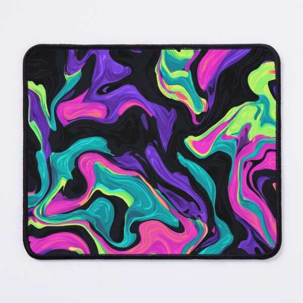Item preview, Psychedelic Neon Abstract Pattern – Colorful Fluid Art on Black Background designed and sold by LoomisDreams.