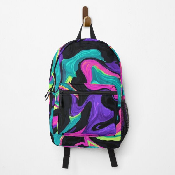 Item preview, Psychedelic Neon Abstract Pattern – Colorful Fluid Art on Black Background designed and sold by LoomisDreams.