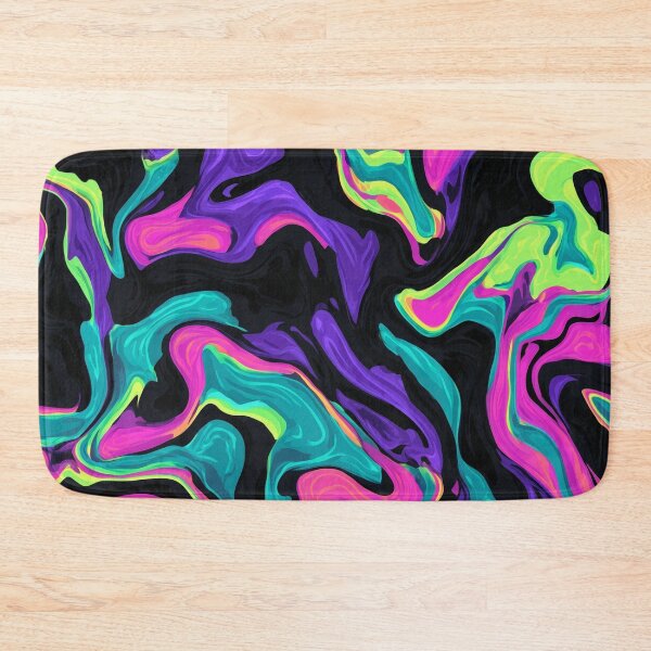 Item preview, Psychedelic Neon Abstract Pattern – Colorful Fluid Art on Black Background designed and sold by LoomisDreams.