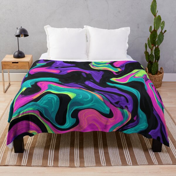 Item preview, Psychedelic Neon Abstract Pattern – Colorful Fluid Art on Black Background designed and sold by LoomisDreams.