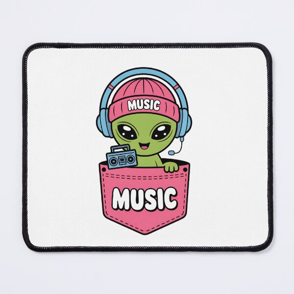 Item preview, Alien DJ Music in Pocket – Cute Kawaii Green Alien with Headphones designed and sold by WanDee2025.