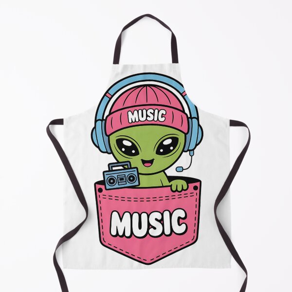 Item preview, Alien DJ Music in Pocket – Cute Kawaii Green Alien with Headphones designed and sold by WanDee2025.