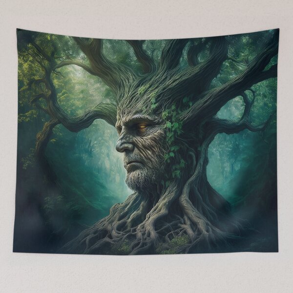 Item preview, Wise Face in Ancient Tree Mystical Forest designed and sold by FairyJournal.