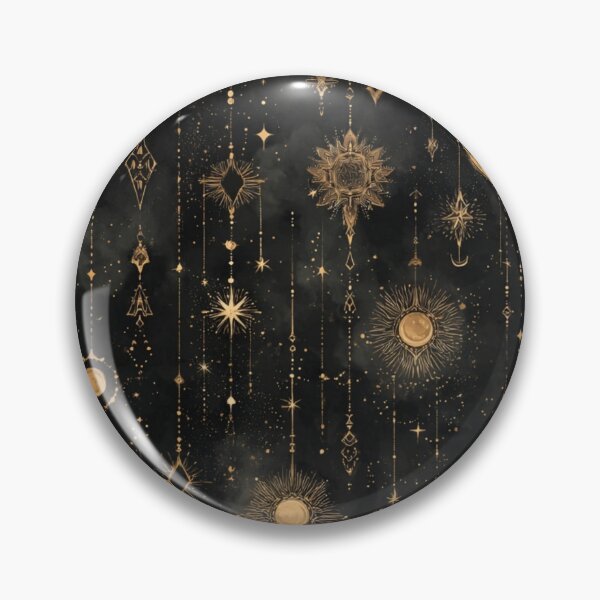 Item preview, Golden Celestial Pattern – Mystical Hanging Moons and Stars designed and sold by LoomisDreams.