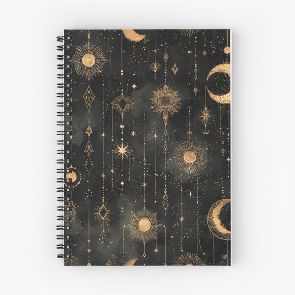 Item preview, Golden Celestial Pattern – Mystical Hanging Moons and Stars designed and sold by LoomisDreams.