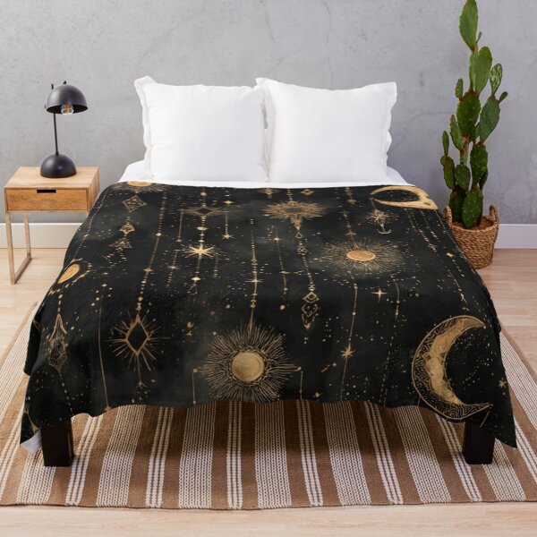 Item preview, Golden Celestial Pattern – Mystical Hanging Moons and Stars designed and sold by LoomisDreams.