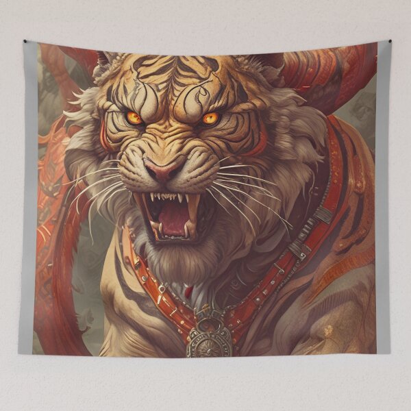 Item preview, Demonic Horned Tiger designed and sold by MatrixTattoo.