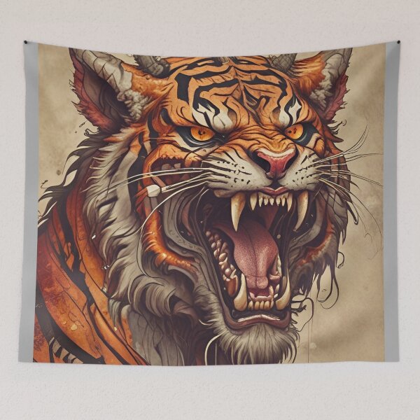 Item preview,  Horned Tiger designed and sold by MatrixTattoo.
